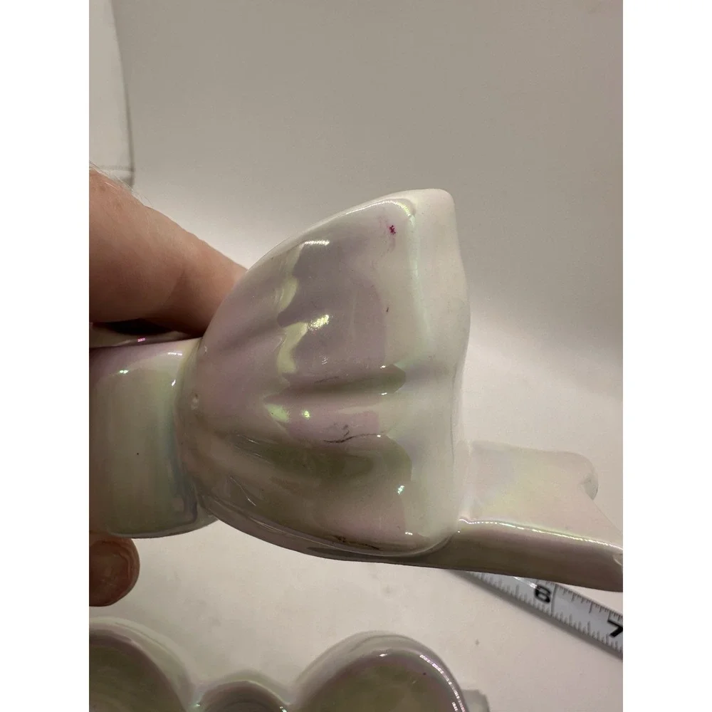 Target Bullseye's 2pk Ceramic Bow‎ Candle Holders Christmas Iridescent (NIB)